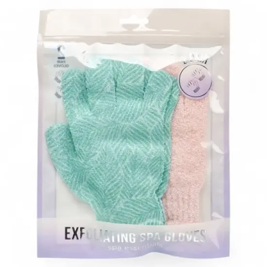 Spa Essentials 2 Pack Exfoliating Bath Gloves - Gentle Dead Skin Removal, Deep Cleaning & Exfoliating Body Scrub Gloves for Shower (Unscented) image {2}