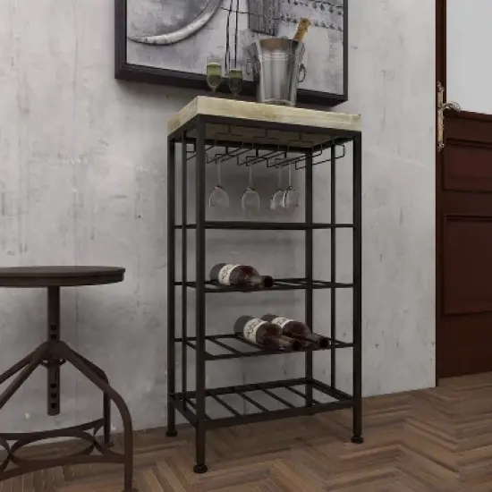 Industrial Metal Rectangle Wine Rack Black - Olivia & May image {8}