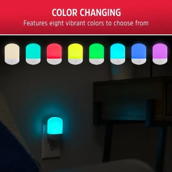 Energizer Color Changing LED Light Sensing Night Light: Plug-In Nightlight for Kids', Electric Wall Plug, 0.5W LED image {9}