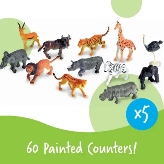 Learning Resources Jungle Animal Counters - 60 Pieces, Ages 3+ Toddler Learning Toys, Educational Counting and Sorting Toys image {2}