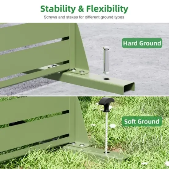 Lirago 72 in. Galvanized Metal Outdoor Privacy Screens Garden Outdoor Fence Green image {3}