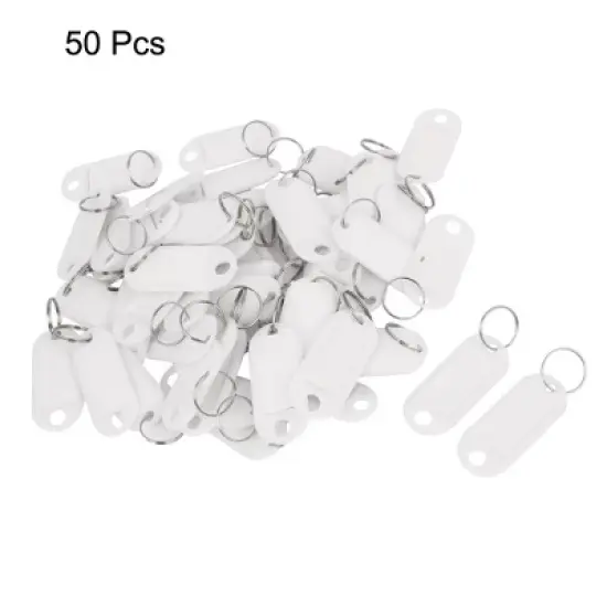 Unique Bargains 50 Pcs White Plastic Luggage Fobs ID Label Name Tag Badge Clip Holder Keyring image {1}