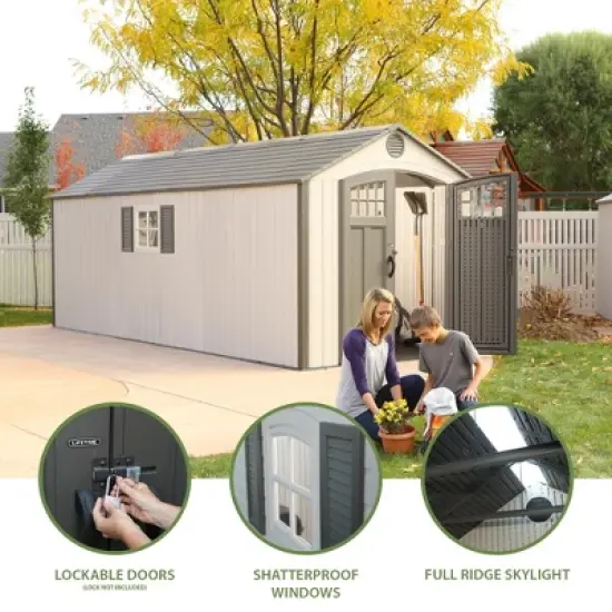 Lifetime 8 ft. x 20 ft. Outdoor Storage Shed, Tan (60120) image {3}