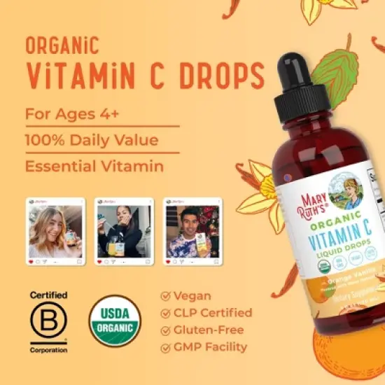MaryRuth's Adult Vitamin C Drops, Orange Vanilla, Org, 4 oz image {7}
