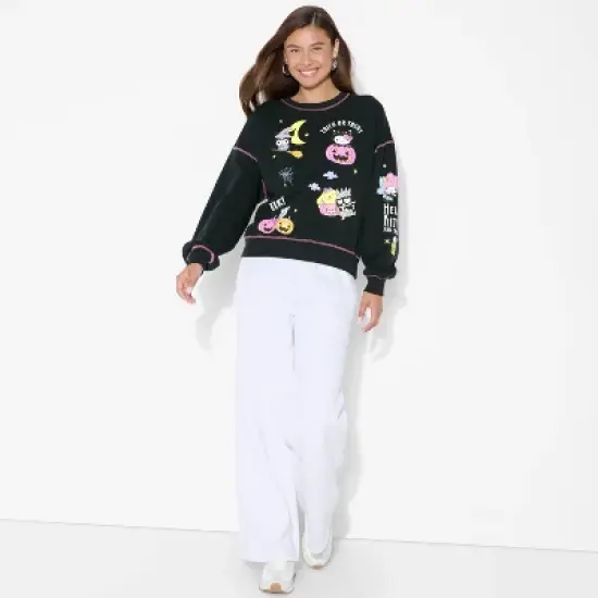 Women's Hello Kitty Halloween Graphic Sweatshirt - Black image {3}