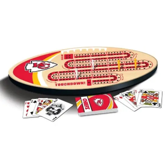 MasterPieces NFL Kansas City Chiefs Cribbage Board Game Set - Wooden Football Decor for Adults image {2}