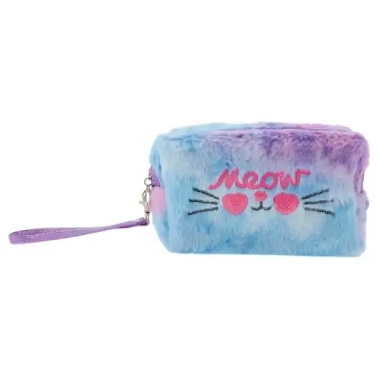 Unique Bargains Women's Portable Sequin Plush Cat Makeup Bag 1 Pc image {3}