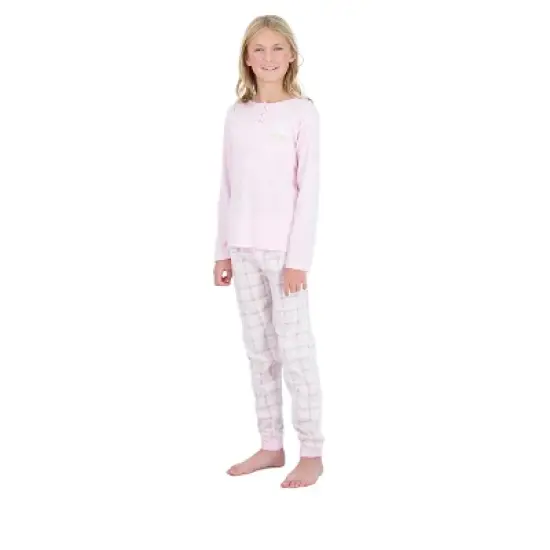 Sleep On It Girls 2-Piece Fleece Pajama Set - Pink Plaid image {2}