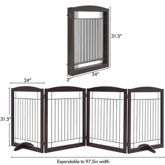 Yaheetech 31.5&Prime; Height Pet Gate with Wood and Wire for Doorway image {2}