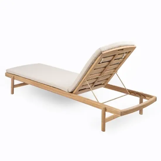 Christopher Knight Home Mallorca Acacia Wood Chaise Lounge With Water-Repellent Cushions image {7}