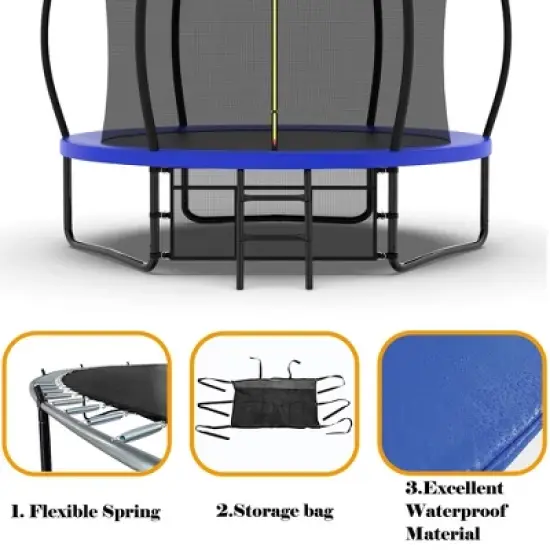 Whisen Outdoor Pumpkin Trampoline with Safety Enclosure Net, Foam Padded Poles, W-Shaped Legs, Balance Bars image {4}