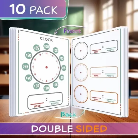 SCRIBBLEDO Telling Time 9"x12" Dry Erase Sheets Pack of 10 image {1}
