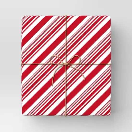 40" 220 sq ft Christmas Roll Wrap Red/White Diagonal Stripe - Wondershop&trade; image {1}