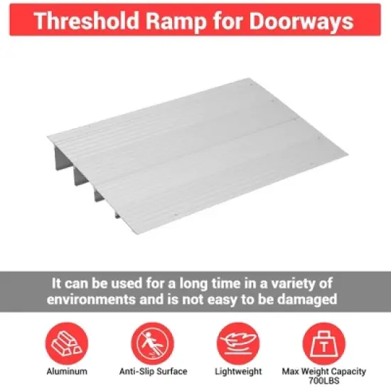 CuisinSmart 4" Rise Threshold Ramps for Doorways, Portable Door Ramps, 700 Lbs Capacity, Adjustable Aluminum Entry Ramp image {6}