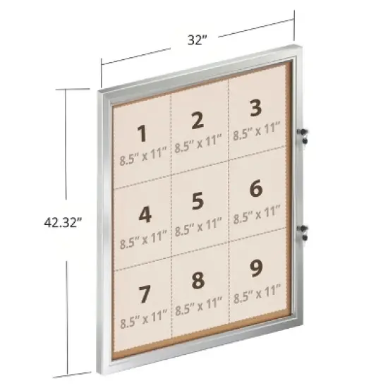 Azar Displays Large Enclosed Cork Bulletin Board w/ Lock & Key image {2}