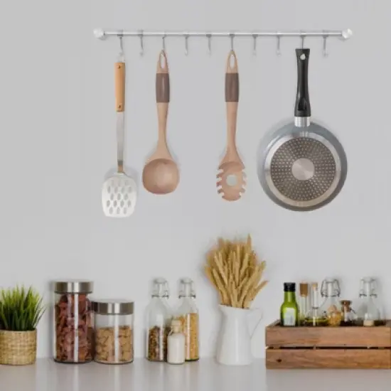 YIYIBYUS Kitchen Stainless Steel Pot Hanging Racks with 10 Pcs Hooks image {2}