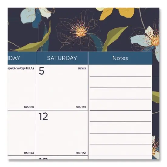 Academic 18-Month Desk Pad Calendar, Floral Artwork, 22 x 17, White/Multicolor Sheets, Black Headband, July 2025 to Dec 2026 image {2}