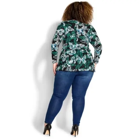 Women's Plus Size Abigail Print Top - teal | AVENUE image {1}