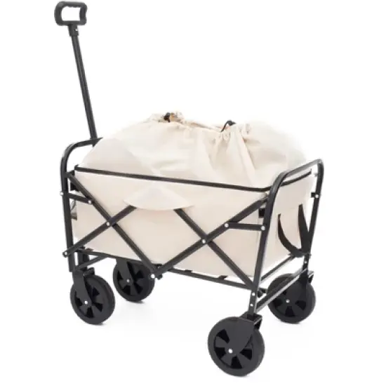 Minimeetall Extention Collapsible Foldable Wagon Cart Beach Wagon Heavy Duty Utility Cart Utility Wagon Grocery Cartcream image {5}