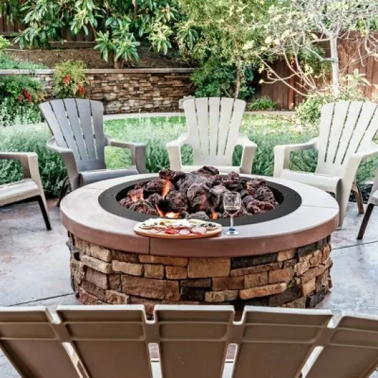 Costway 36 Inch Round Steel Fire Pit Ring Liner DIY Wood Burning Insert image {1}