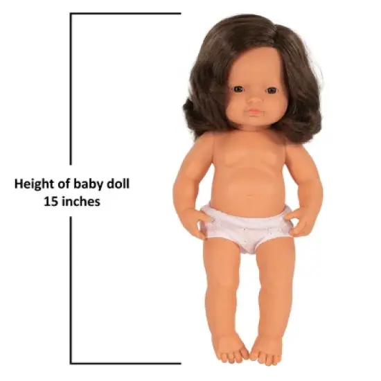 Miniland Educational Anatomically Correct 15" Baby Doll, Girl, Brunette Hair image {2}