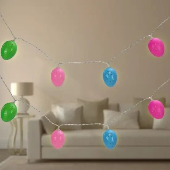 Northlight 10-Count Multi-Color Easter Egg LED String Lights 4.5ft Clear Wire image {4}