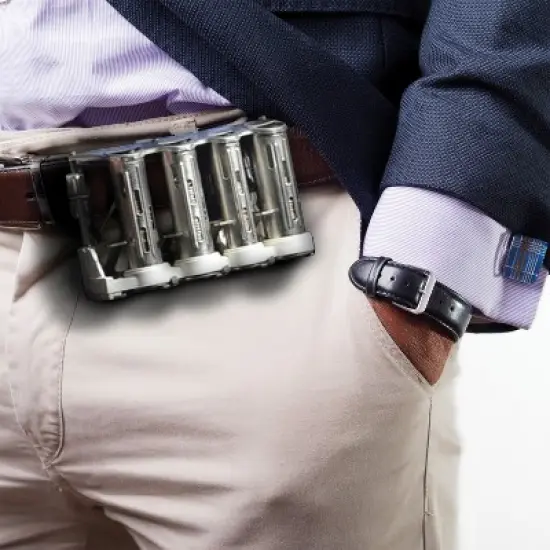 Nadex Coins&trade; 4-Barrel Steel Coin Dispenser Money Changer with Belt Clips in Silver image {4}