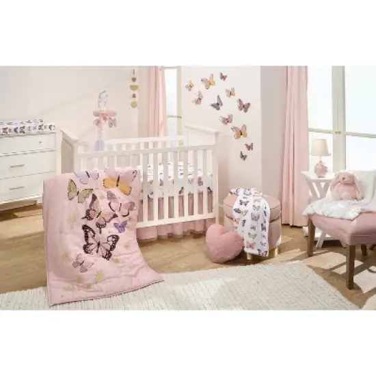 Lambs & Ivy Butterfly Dreams Soft/Cozy Fleece Changing Pad Cover - White image {5}