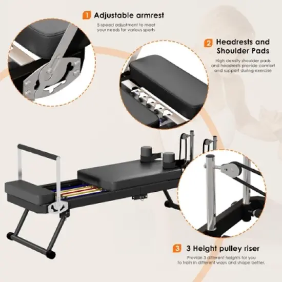 Dexmalle Foldable Pilates Reformer for Home Gym - 400lbs Capacity image {5}