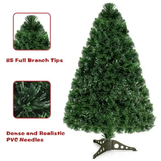 Costway Pre-Lit Fiber Optic Artificial PVC Christmas Tree Tabletop 3Ft image {5}