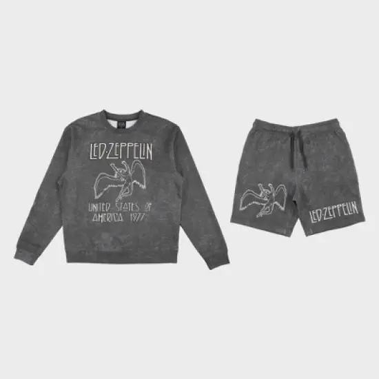 Men's Led Zeppelin Sweatshirt and Shorts Collection - Gray image {1}