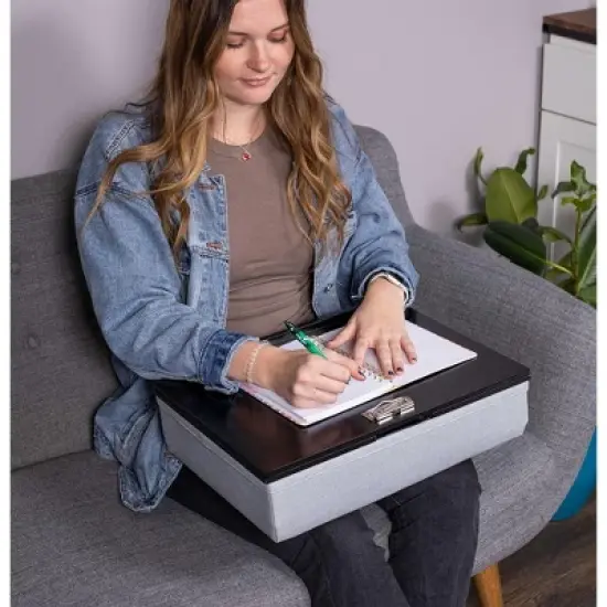 BIRDROCK HOME Lap Desk with Storage and Cushion - Grey image {1}