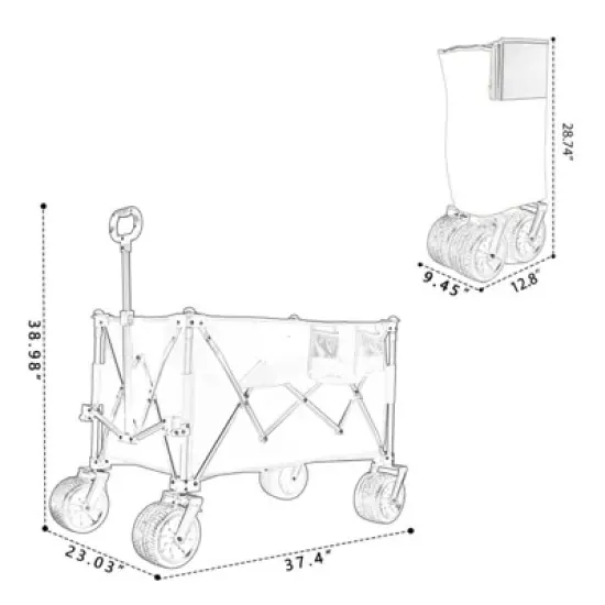 FATMOON Heavy-Duty All-Terrain Folding Utility Wagon Cart with 480lbs Capacity,Large Beach Wheels & Adjustable Handle for Camping,Beach,Outdoor image {2}