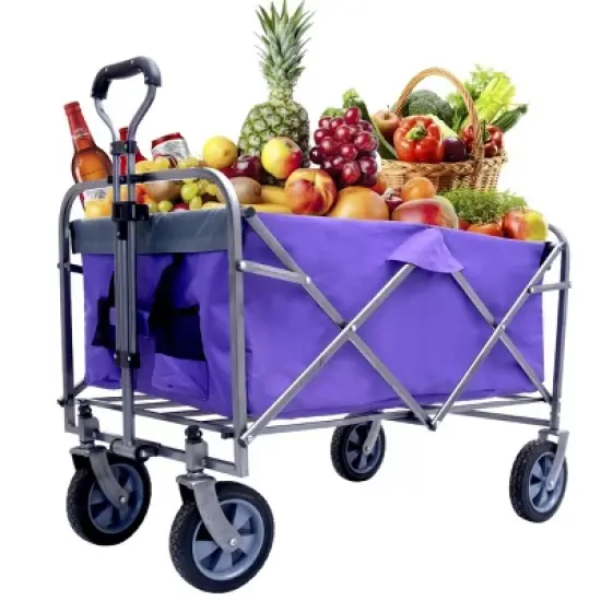 YONWAY Foldable Large Utility Shopping Wagons Carts with 4 All-Terrain Wheels 150lbs Capacity Portable for Sand,Camping Fishing,Shopping image {11}