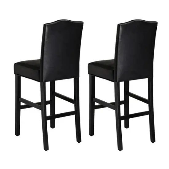 Set of 2 Upholstered PU Barstools with Studded Decor - Glitzhome image {2}