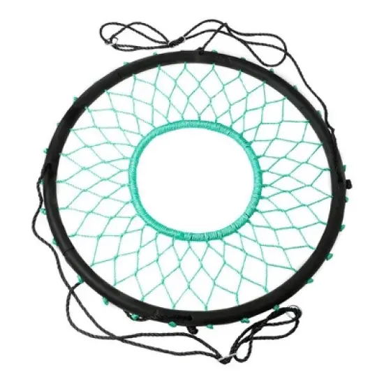 Swinging Money Giant 40 Inch Round Spider Web Fabric Outdoor Backyard Tree Saucer Swing for Kids and Adults, 400 Pound Weight Capacity, Teal image {2}