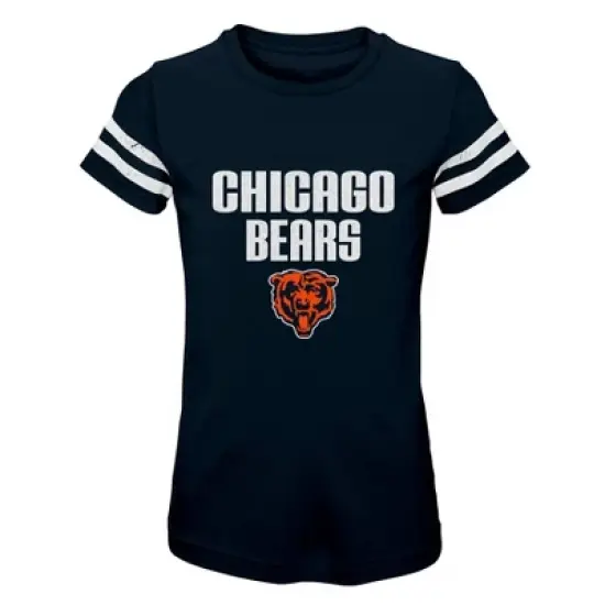 NFL Chicago Bears Girls' Stripe Sleeve Fashion T-Shirt image {1}