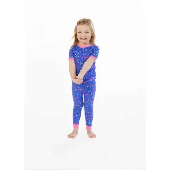 Sleep On It Girls Rainbow Butterfly Snug Fit 2-Piece Pajama Sleep Set image {1}