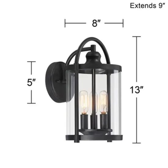 John Timberland Avani Modern Outdoor Wall Light Fixture Black Lantern 13" Clear Cylinder Glass for Post Exterior Barn Deck House Porch Yard Patio Home image {5}