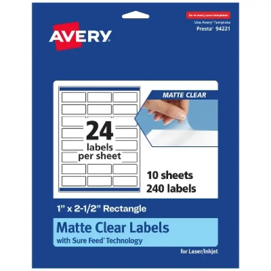 Avery Matte Clear Labels,  1" x 2-1/2" Rectangle image {7}