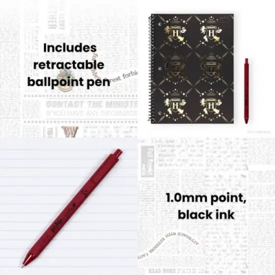 Yoobi Harry Potter 1 Subject Notebooks 8"x10.5" Wide Ruled with Pen Gold House Pride, School Supplies image {3}