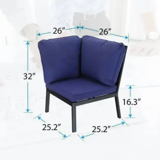 4pc Patio Corner Conversation Set - Blue - Captiva Designs image {5}