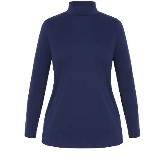 Women's Plus Size Organic Mock Neck Top - navy | AVENUE image {2}