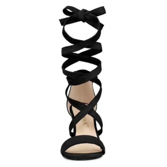 Allegra K Women's Lace Up Block Heels Sandals image {2}