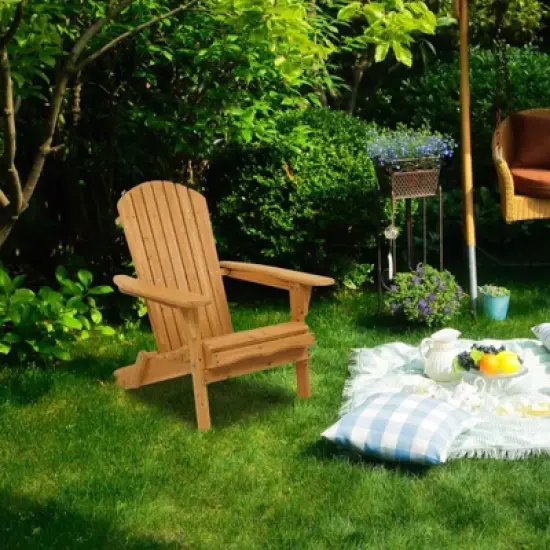 Karl Home Patio Folding Wooden Adirondack Chair image {7}