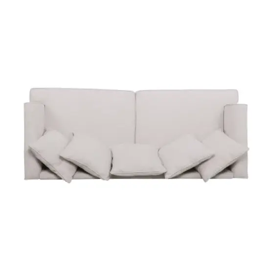 Fairburn Contemporary Pillow Back 3 Seater Sofa Beige/Espresso - Christopher Knight Home image {2}