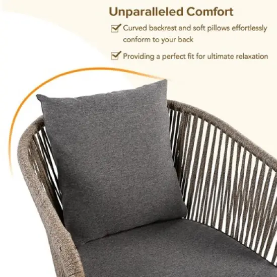 FIONECA 7-Piece Outdoor Patio Dining Set with Acacia Wood Tabletop & Metal Frame, All-Weather Chairs for Garden, Backyard, Balcony &uml;C Grey image {3}