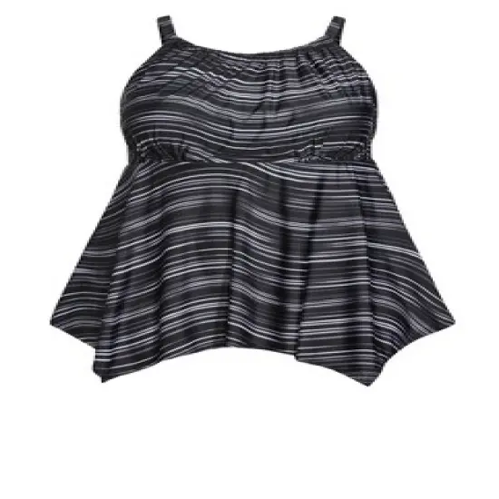 Women's Plus Size Hanky Print Tankini Top - black ripple | EVANS image {2}