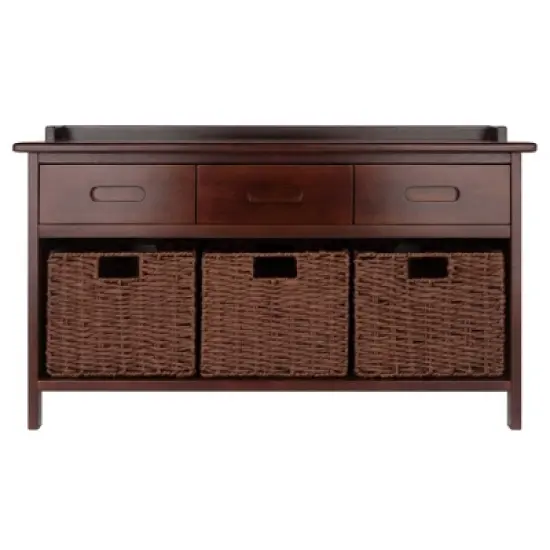 4pc Adriana Storage Bench with Baskets Walnut - Winsome image {1}