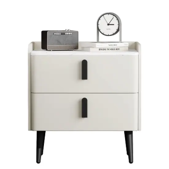 Dexmalle Night Stand with Marble-Pattern Tabletop image {13}